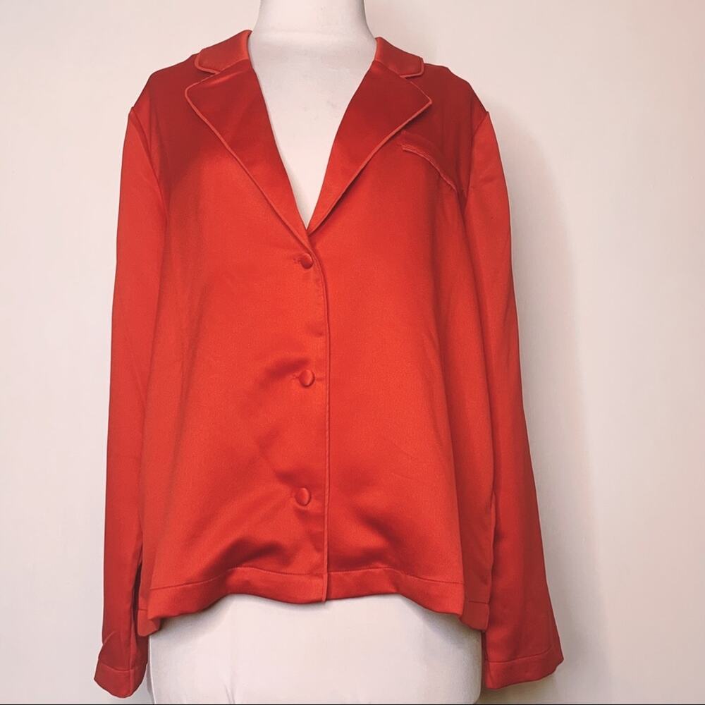 NWT Express x Ladygang pajama style silky red top sz S - Picture 8 of 9